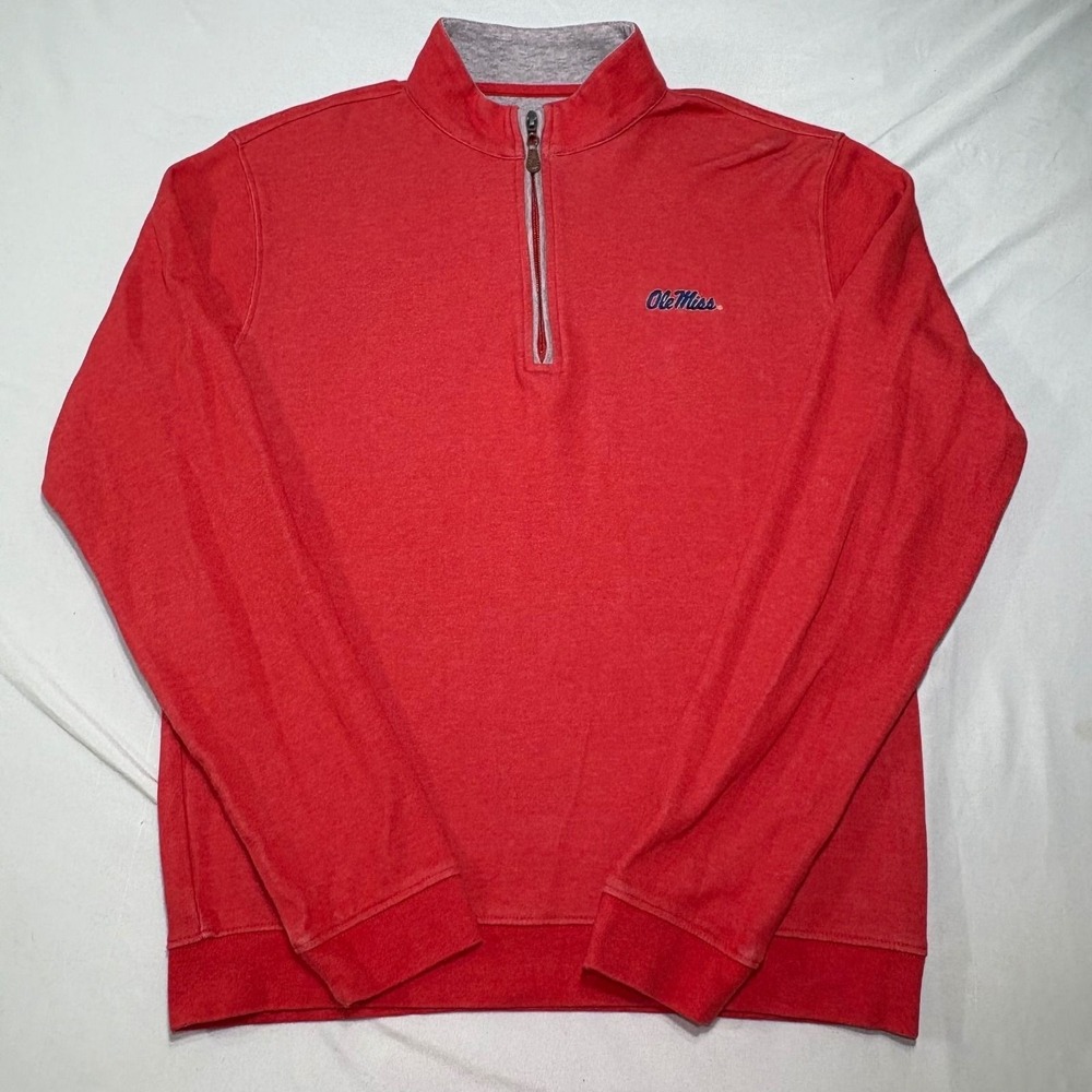 Johnnie-O Quarter Zip Pullover Mens Small Red Ole Miss Rebels Logo Collegiate